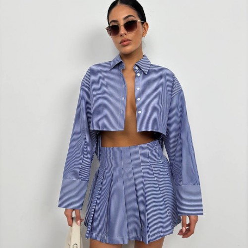 208366 TOPTAN MAVİ ETEK TAKIM toptan bayan giyim