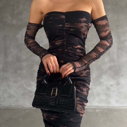 208551 TOPTAN SİYAH ELBİSE toptan bayan giyim