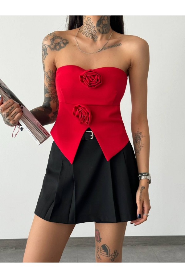 208591 red Bustier