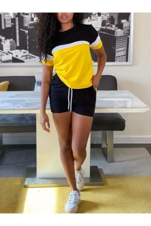 208729 yellow Shorts suit