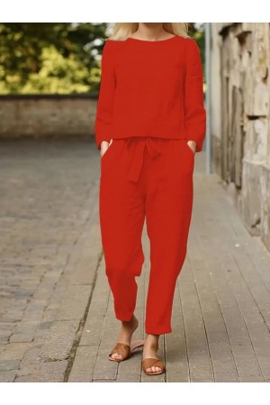 209193 red Pants suit