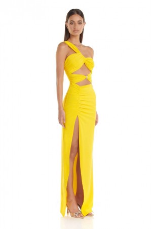209337 желтый Вечернее платье