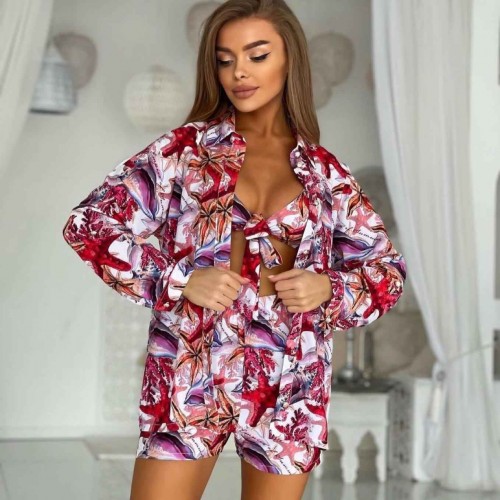 209366 TOPTAN DESENLİ ŞORT TAKIM toptan bayan giyim