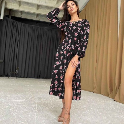 209390 TOPTAN DESENLİ ELBİSE toptan bayan giyim