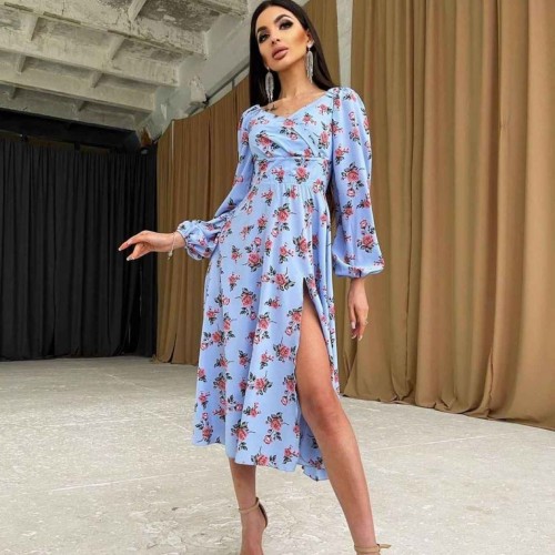 209392 TOPTAN DESENLİ ELBİSE toptan bayan giyim