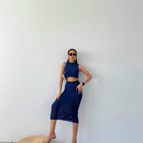 209760 TOPTAN LACİVERT ETEK TAKIM toptan bayan giyim