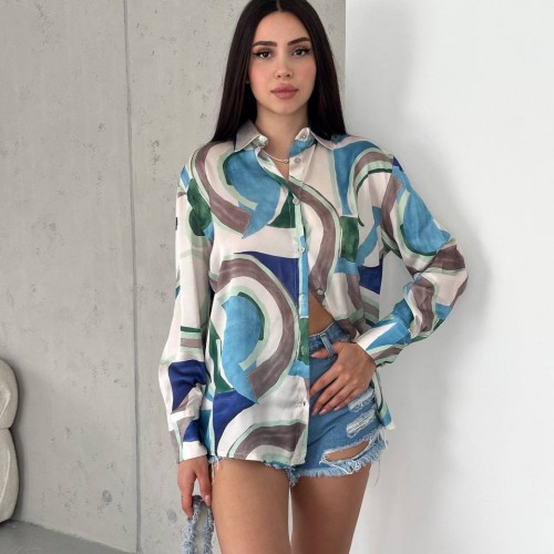 209784 TOPTAN DESENLİ GÖMLEK toptan bayan giyim