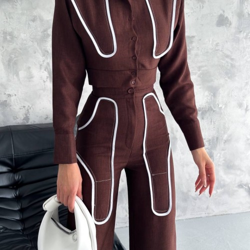 209811 TOPTAN KAHVE PANTOLON TAKIM toptan bayan giyim