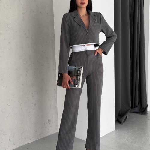 209835 TOPTAN ANTRASİT PANTOLON TAKIM toptan bayan giyim