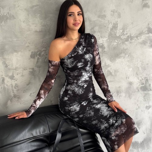 209849 TOPTAN DESENLİ ELBİSE toptan bayan giyim