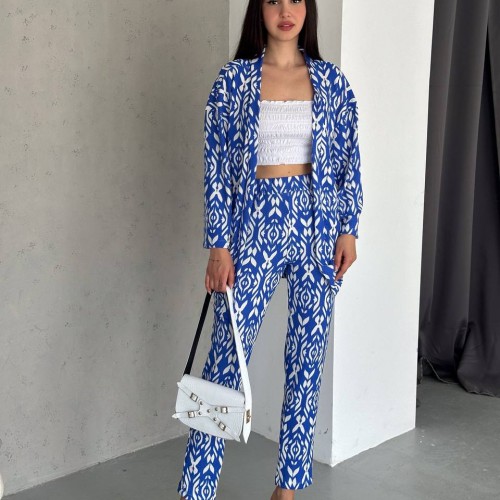 209863 TOPTAN DESENLİ PANTOLON TAKIM toptan bayan giyim