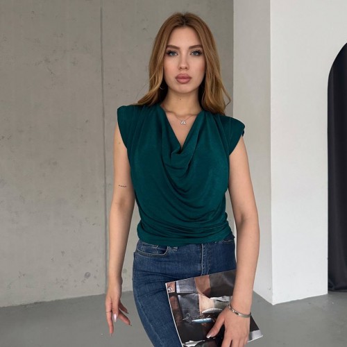 209995 TOPTAN ZÜMRÜT YEŞİL BLUZ toptan bayan giyim