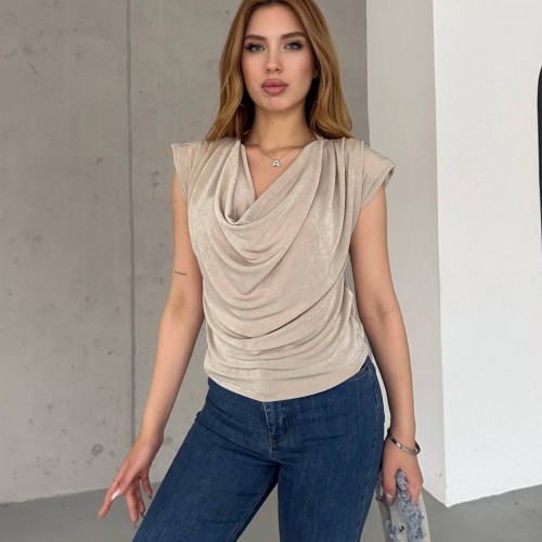 209996 TOPTAN BEJ BLUZ toptan bayan giyim