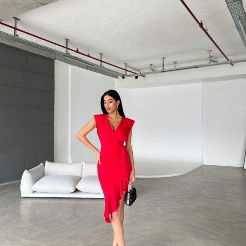 210310 TOPTAN KIZIL ELBİSE toptan bayan giyim