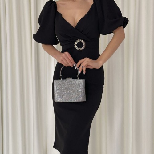 210456 TOPTAN SİYAH ELBİSE toptan bayan giyim