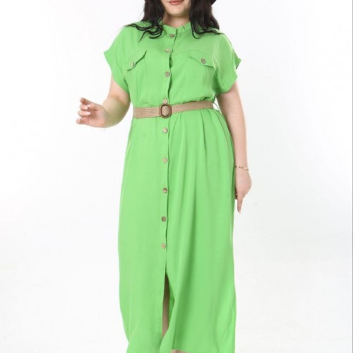 210996 TOPTAN YEŞİL ELBİSE toptan bayan giyim