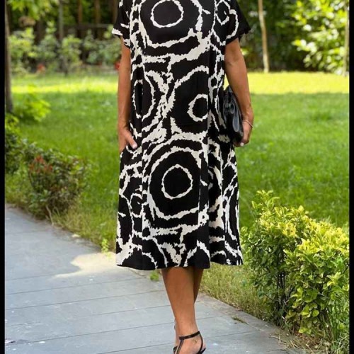 211108 TOPTAN DESENLİ ELBİSE toptan bayan giyim