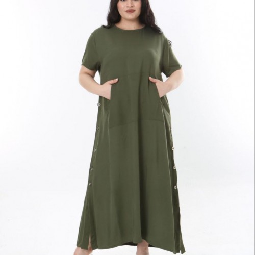 211132 TOPTAN HAKİ ELBİSE toptan bayan giyim