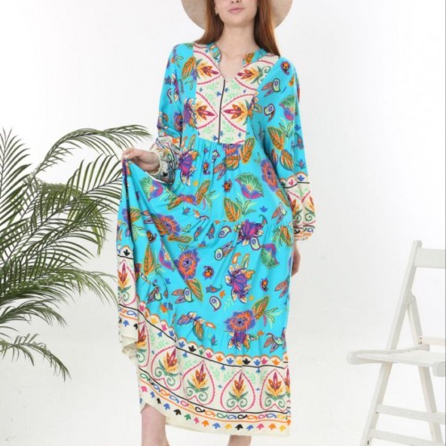 211141 TOPTAN DESENLİ ELBİSE toptan bayan giyim