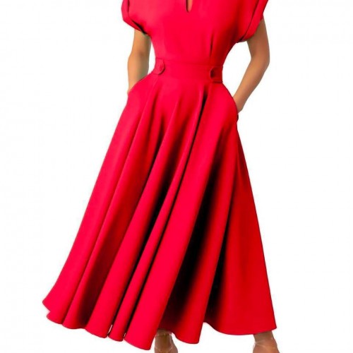 211558 TOPTAN KIRMIZI ELBİSE toptan bayan giyim