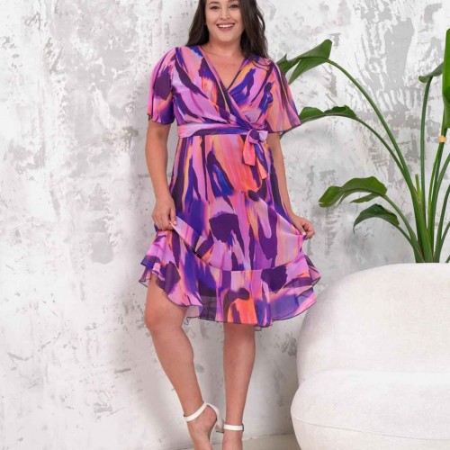 212161 TOPTAN DESENLİ ELBİSE toptan bayan giyim