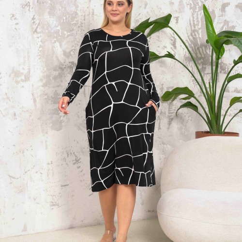 212277 TOPTAN DESENLİ ELBİSE toptan bayan giyim