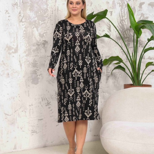 212286 TOPTAN DESENLİ ELBİSE toptan bayan giyim