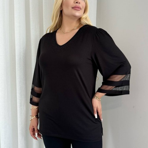 212304 TOPTAN SİYAH BLUZ toptan bayan giyim