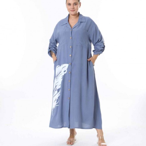 212311 TOPTAN MAVİ ELBİSE toptan bayan giyim