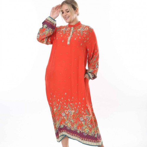 212322 TOPTAN DESENLİ ELBİSE toptan bayan giyim