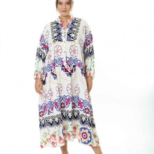 212323 TOPTAN DESENLİ ELBİSE toptan bayan giyim