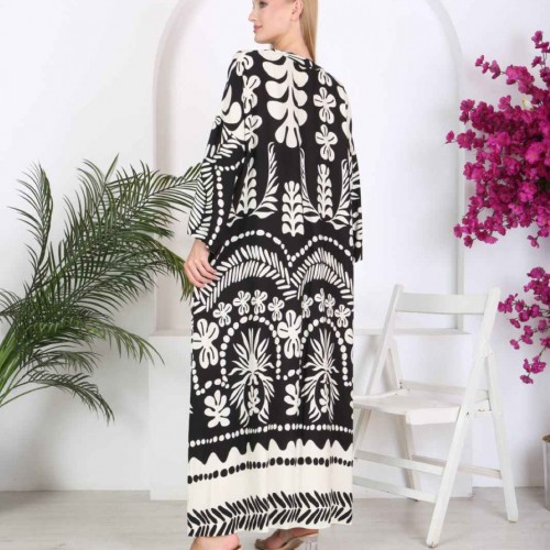 212337 TOPTAN DESENLİ ELBİSE toptan bayan giyim