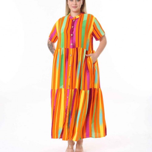 212345 TOPTAN DESENLİ ELBİSE toptan bayan giyim