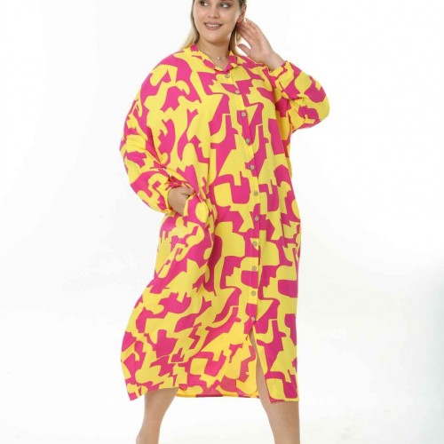 212349 TOPTAN DESENLİ ELBİSE toptan bayan giyim