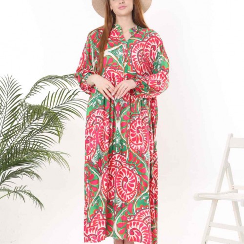 212364 TOPTAN DESENLİ ELBİSE toptan bayan giyim