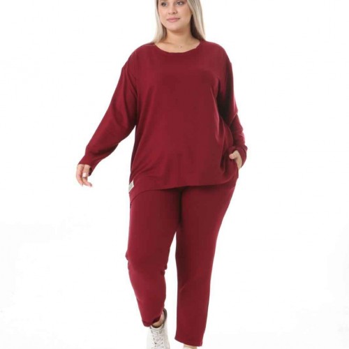 212443 TOPTAN BORDO EŞOFMAN TAKIM toptan bayan giyim