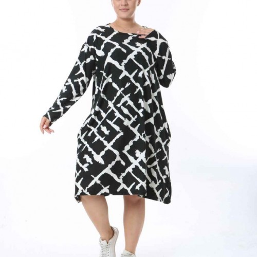 212534 TOPTAN DESENLİ ELBİSE toptan bayan giyim