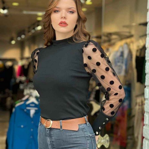 212632 TOPTAN SİYAH BLUZ toptan bayan giyim