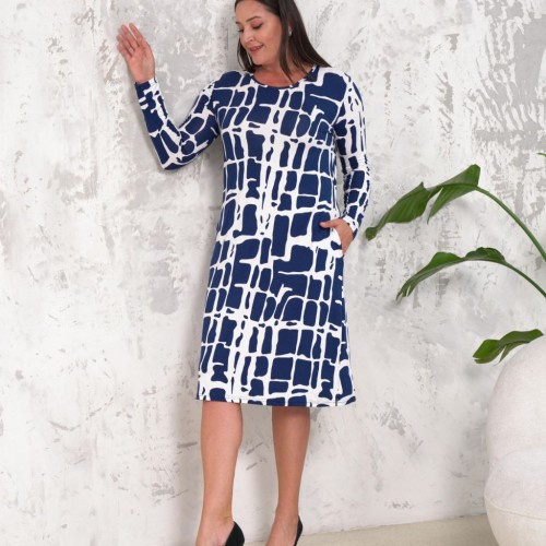 212659 TOPTAN DESENLİ ELBİSE toptan bayan giyim