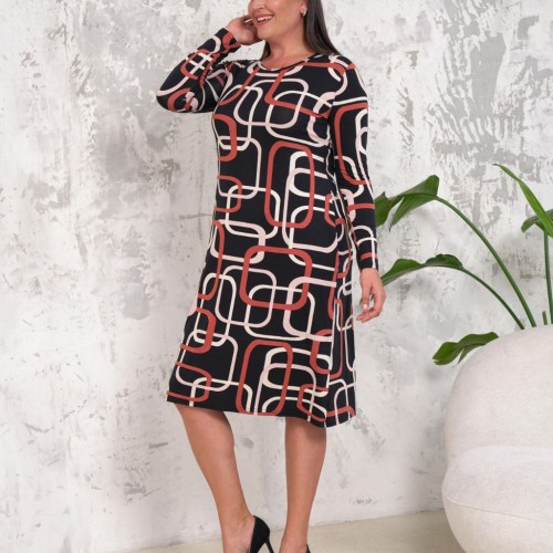 212663 TOPTAN DESENLİ ELBİSE toptan bayan giyim