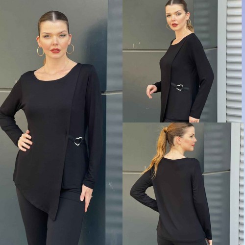 212673 TOPTAN SİYAH BLUZ toptan bayan giyim