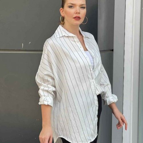 212678 TOPTAN BEYAZ GÖMLEK toptan bayan giyim