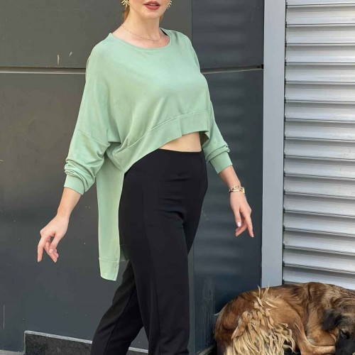 212683 TOPTAN SU YEŞİL BLUZ toptan bayan giyim