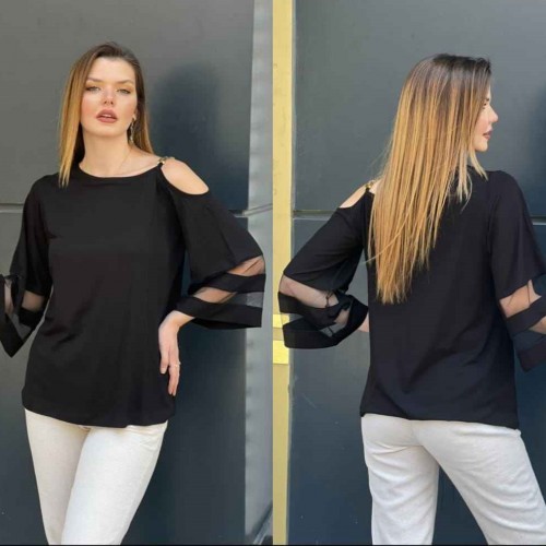 212685 TOPTAN SİYAH BLUZ toptan bayan giyim