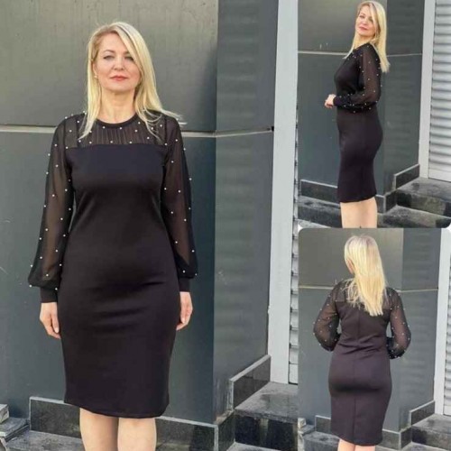 212894 TOPTAN SİYAH ELBİSE toptan bayan giyim