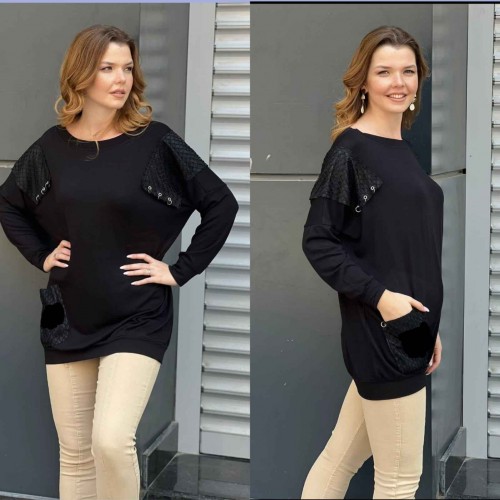 212976 TOPTAN SİYAH BLUZ toptan bayan giyim