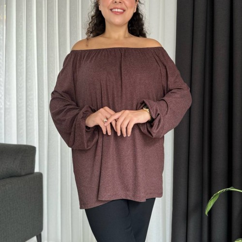 213249 TOPTAN KAHVE BLUZ toptan bayan giyim