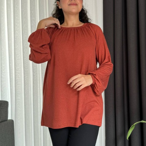 213250 TOPTAN KİREMİT BLUZ toptan bayan giyim