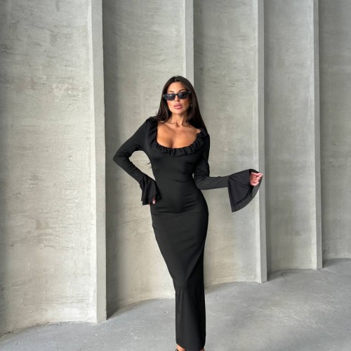 213801 TOPTAN SİYAH ELBİSE toptan bayan giyim