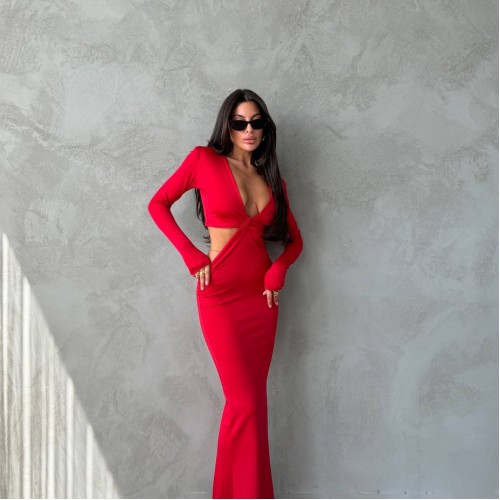 213820 TOPTAN KIRMIZI ELBİSE 213820 TOPTAN KIRMIZI ELBİSE toptan bayan giyim